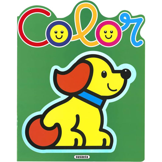 Libro Color con ilustración de perro amarillo, ideal para niños pequeños.