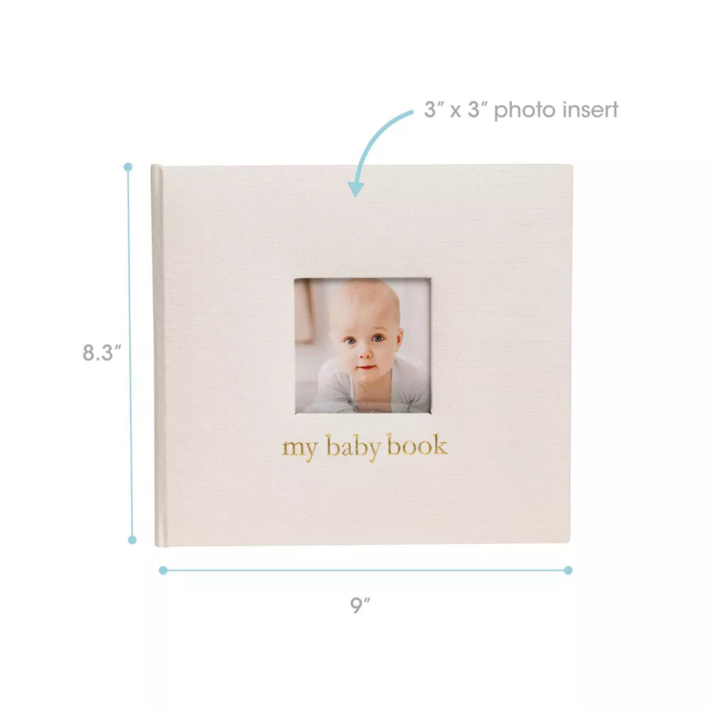 libro de recuerdos blanco con ventana para foto de bebé