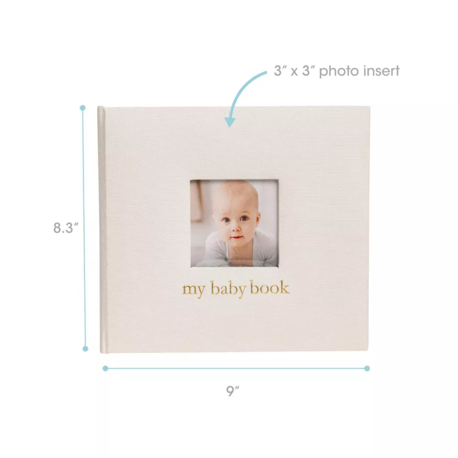 libro de recuerdos blanco con ventana para foto de bebé