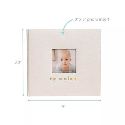 libro de recuerdos blanco con ventana para foto de bebé