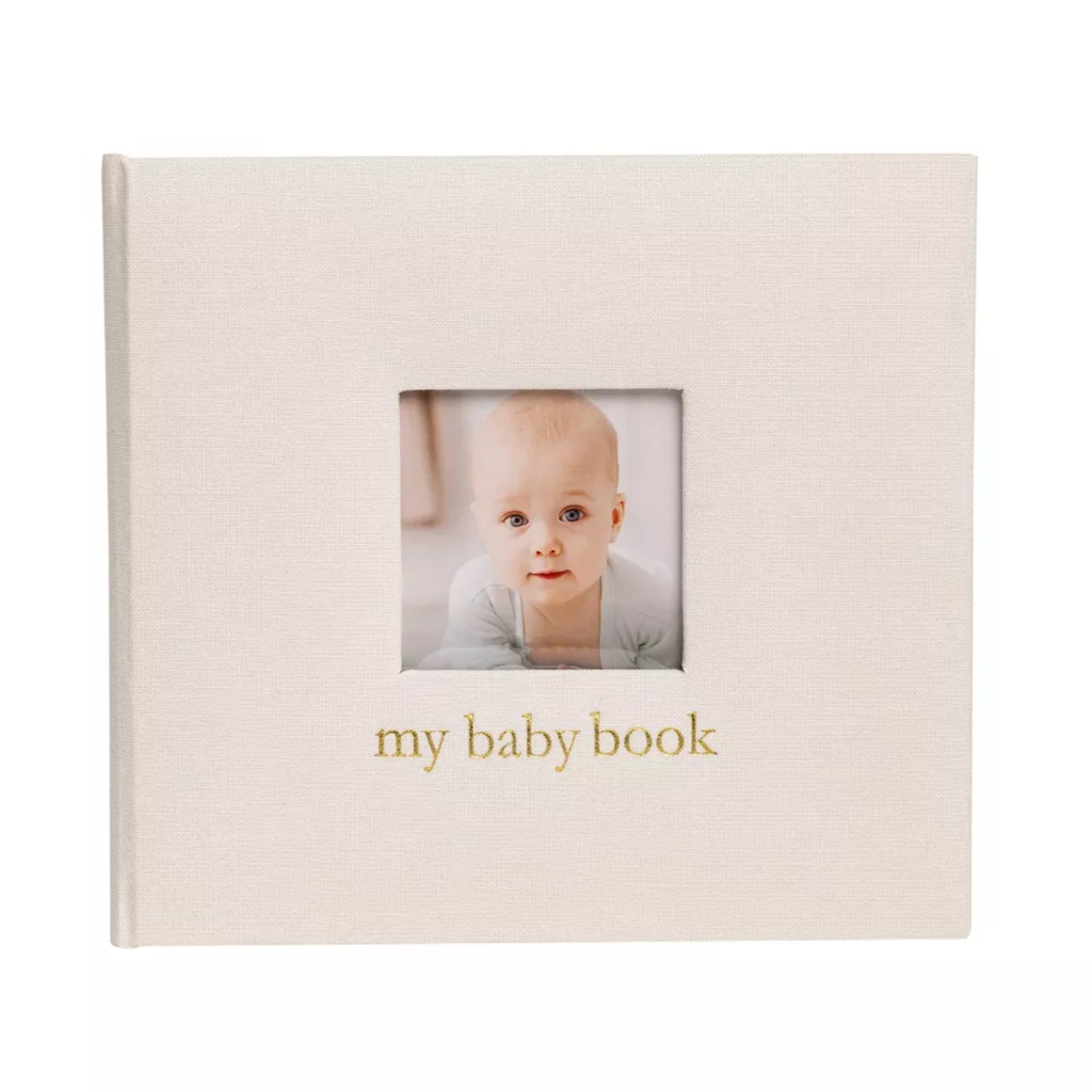 libro de recuerdos blanco con ventana para foto, ideal para bebés