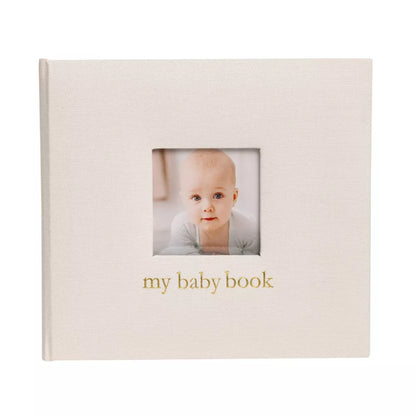 libro de recuerdos blanco con ventana para foto, ideal para bebés