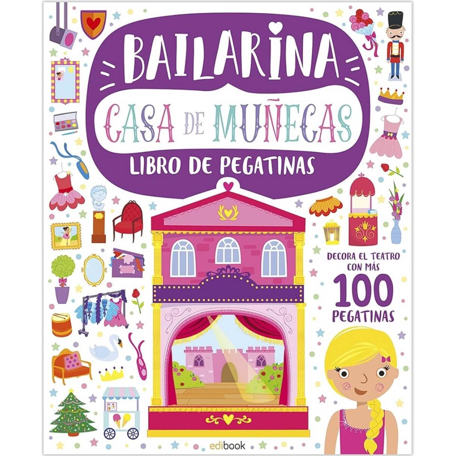 Libro infantil 'Bailarina Casa de Muñecas' con pegatinas varias para decorar