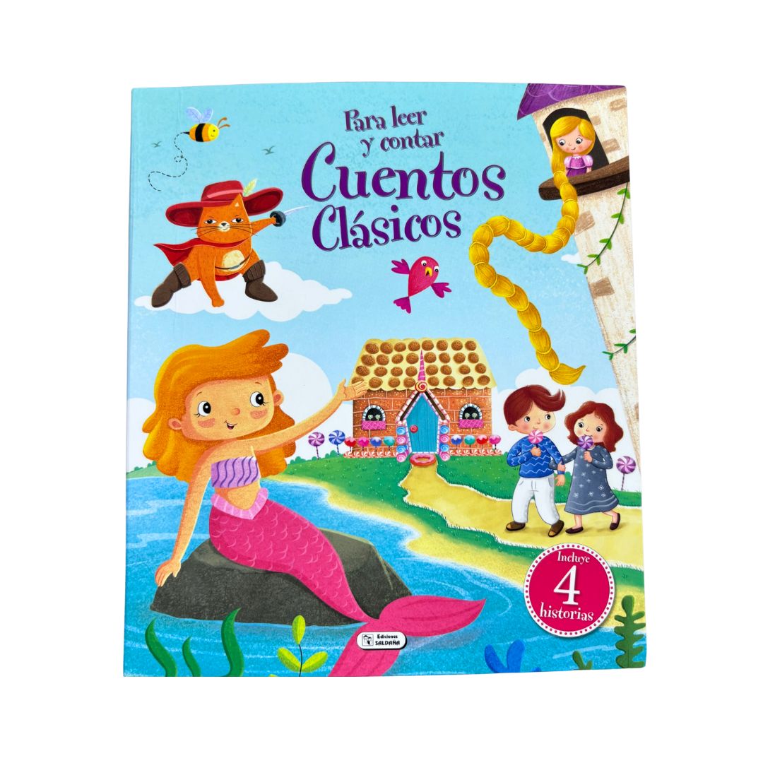 Libro infantil Cuentos Clásicos con ilustraciones coloridas y 4 historias para leer