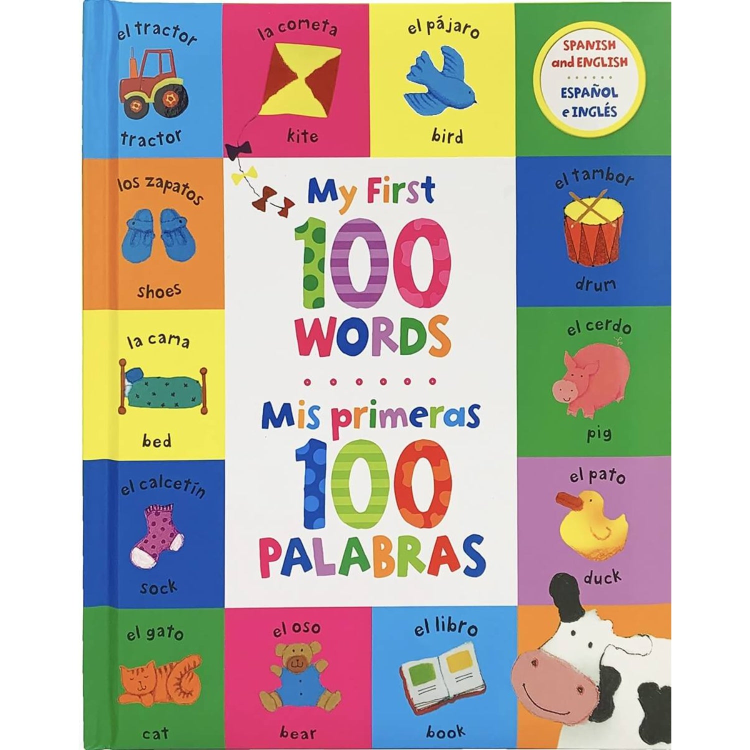 Libro de palabras en español e inglés, colorido, educativo, ideal para niños