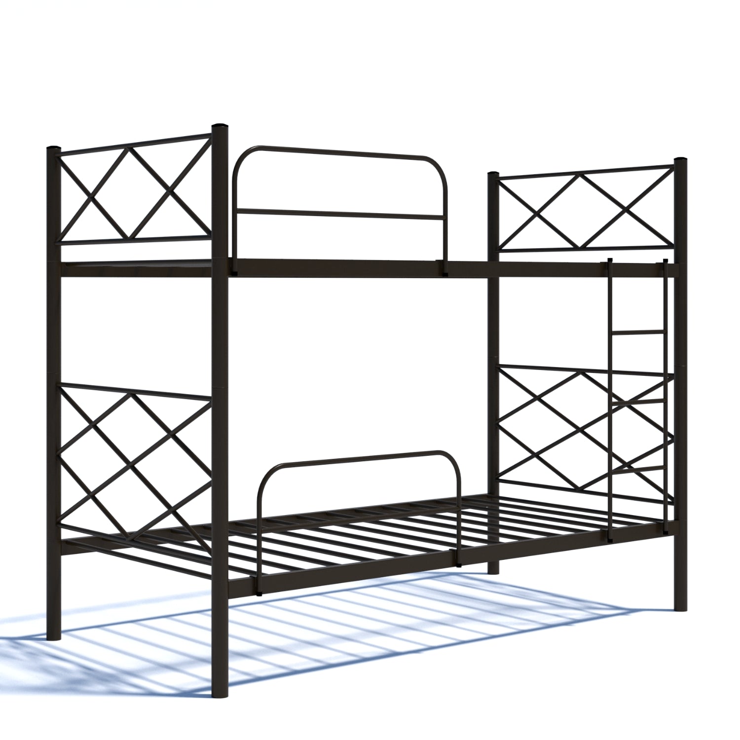 litera negra de metal, vista lateral, ideal para habitaciones compartidas