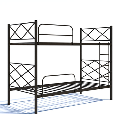 litera negra de metal, vista lateral, ideal para habitaciones compartidas