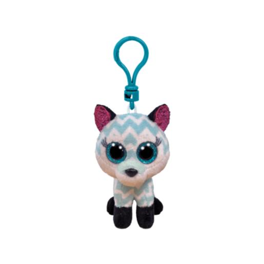 Lobo de peluche azul con ojos grandes, llavero para niños