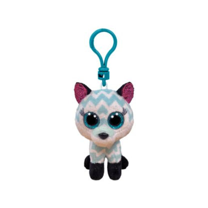 Lobo de peluche azul con ojos grandes, llavero para niños