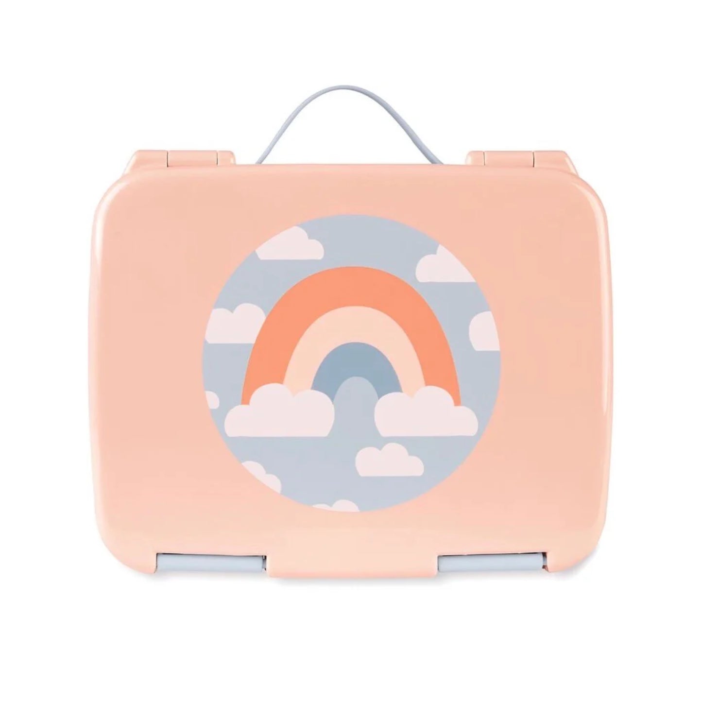 Lonchera SKIP*HOP color rosa con diseño de arcoíris y nubes