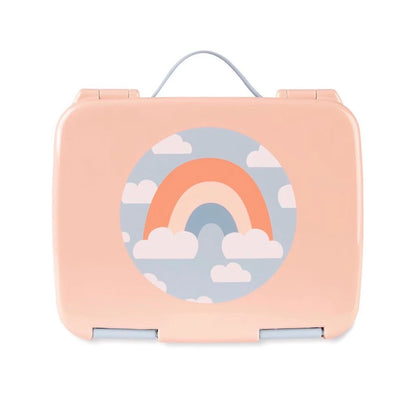 Lonchera SKIP*HOP color rosa con diseño de arcoíris y nubes