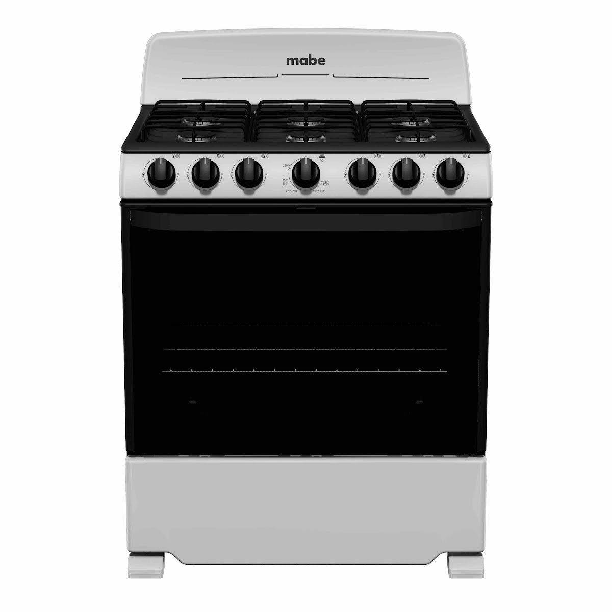 Estufa a gas MABE de 5 quemadores en color blanco ideal para comprar estufa a gas en Honduras