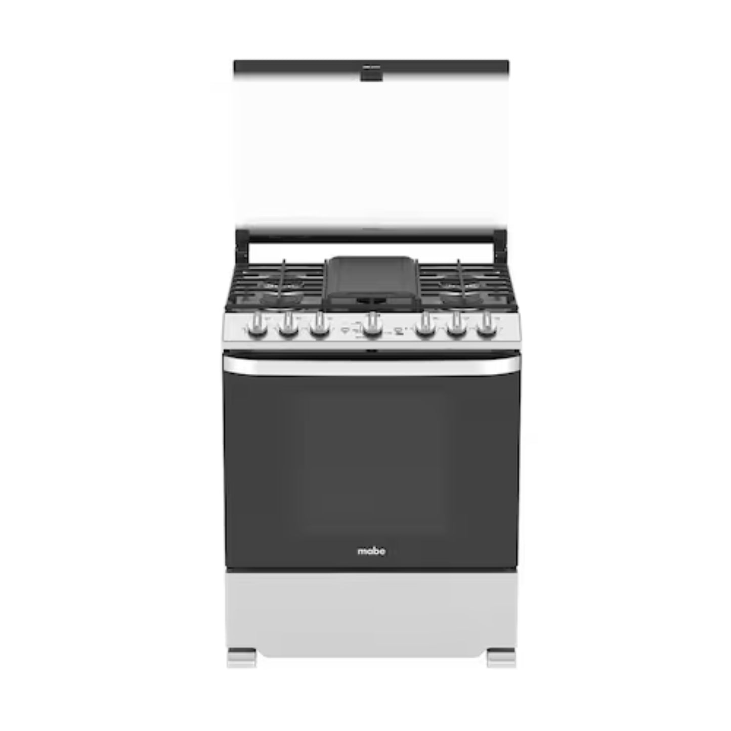 Estufa MABE negra frente, cocina moderna, diseño elegante y funcional