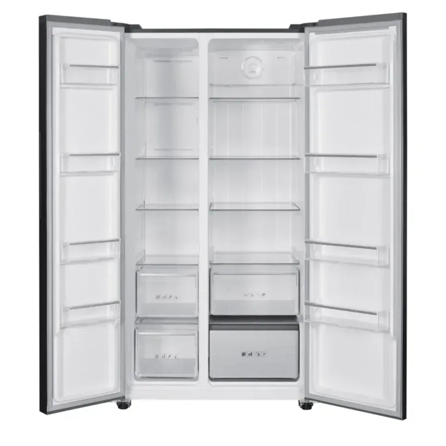 refrigerador MABE blanco, vista frontal, diseño espacioso y funcional