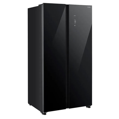 refrigerador negro MABE, vista frontal, moderno y elegante