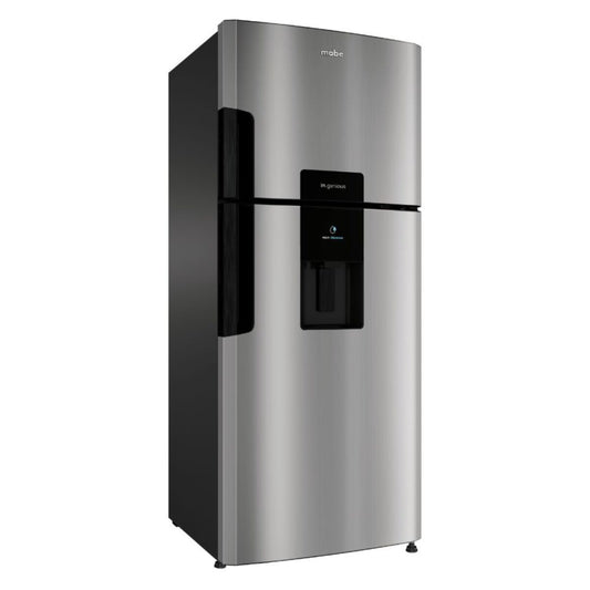 Refrigeradora inox con dispensador de agua MABE, diseño elegante y funcional para tu cocina moderna