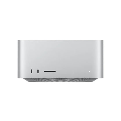 Mac Studio plata, vista superior, diseño elegante y compacto