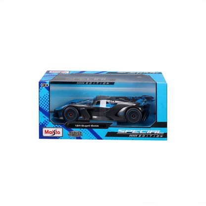 Carro Maisto Bugatti Bolide negro lateral, edición especial en caja