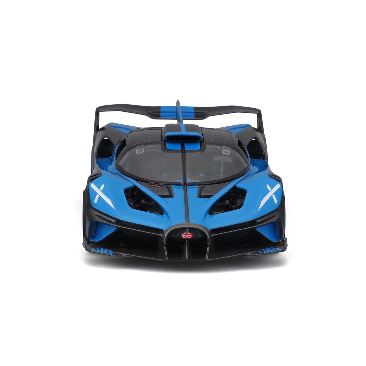 Carro Maisto azul, frontal, modelo detallado y realista