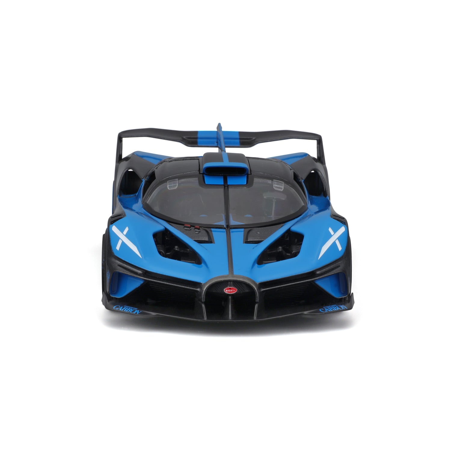 Carro Maisto azul, frontal, modelo detallado y realista