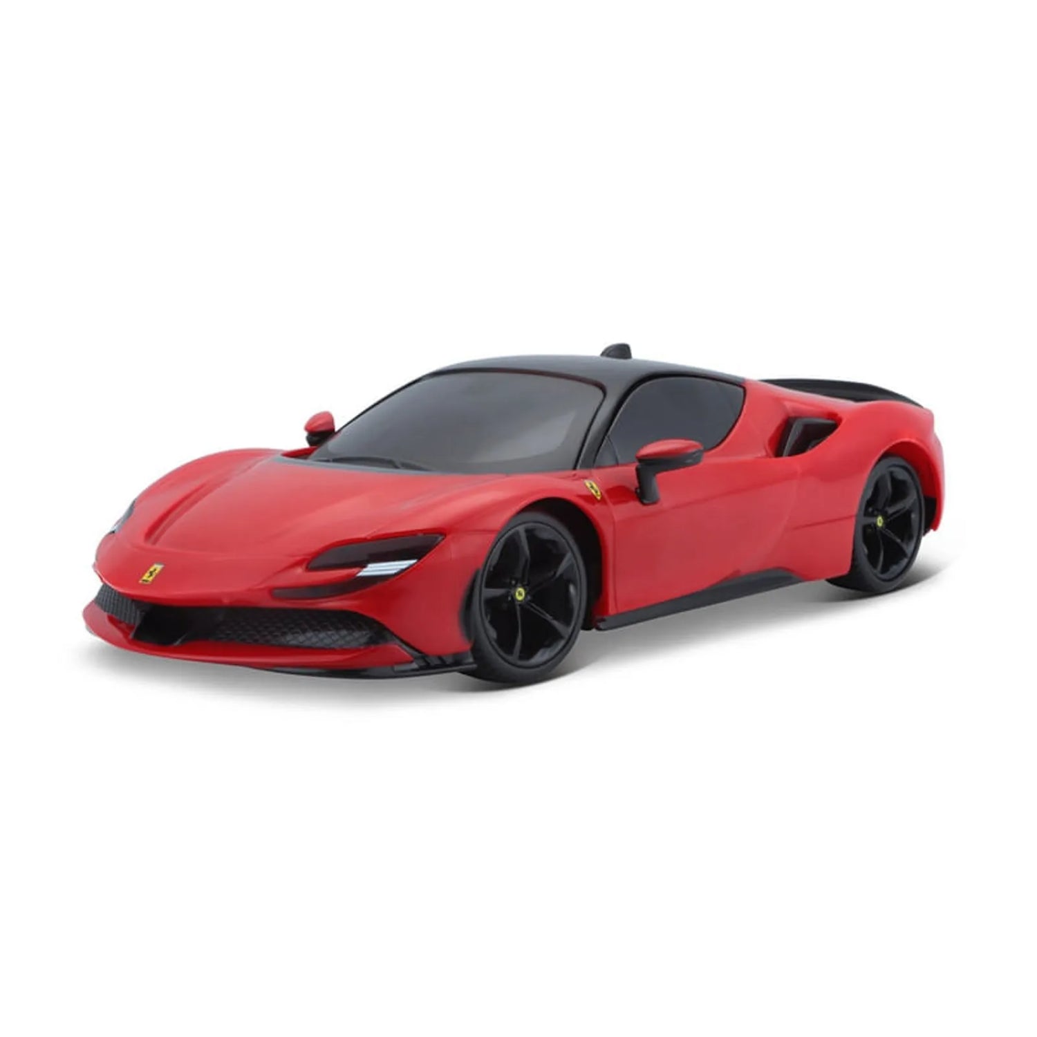 Carro rojo Maisto Ferrari SF90, vista lateral, juguete de colección