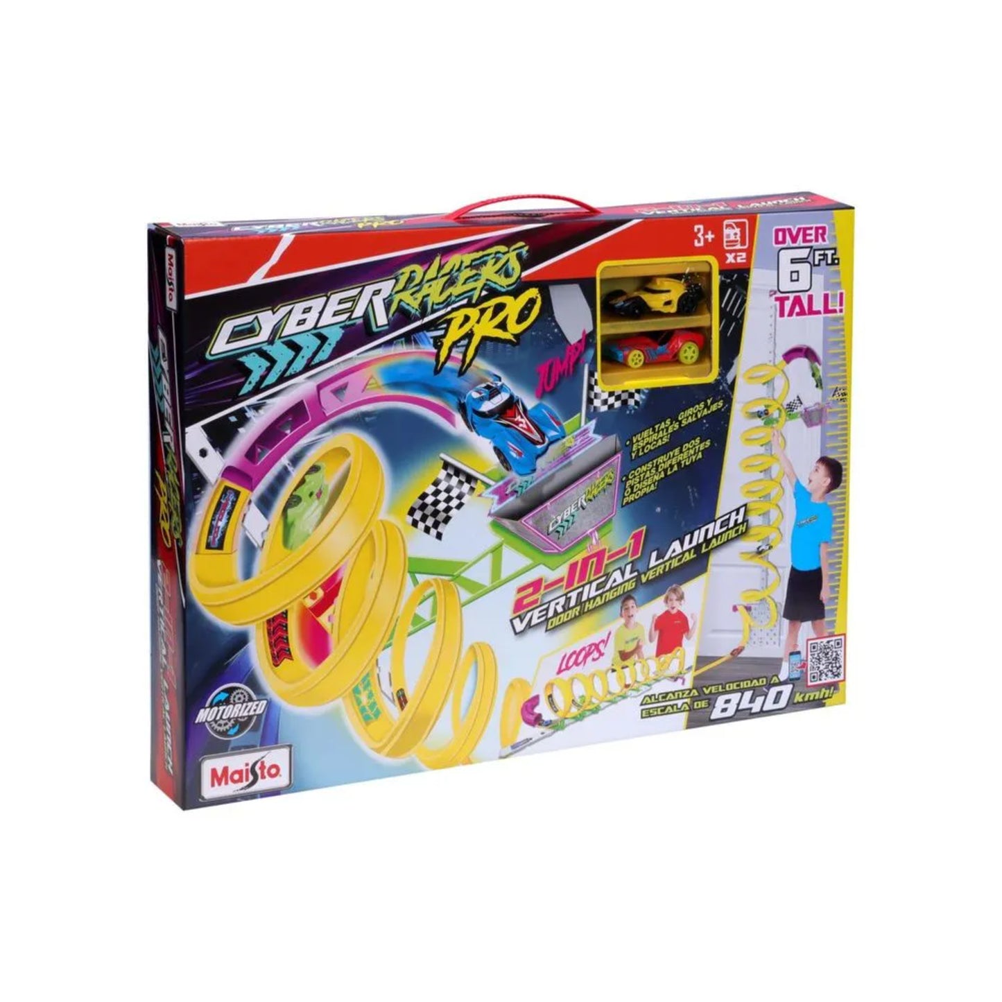 Juego de carro Cyber Racers Pro, pista vertical de 840 piezas, color multicolor