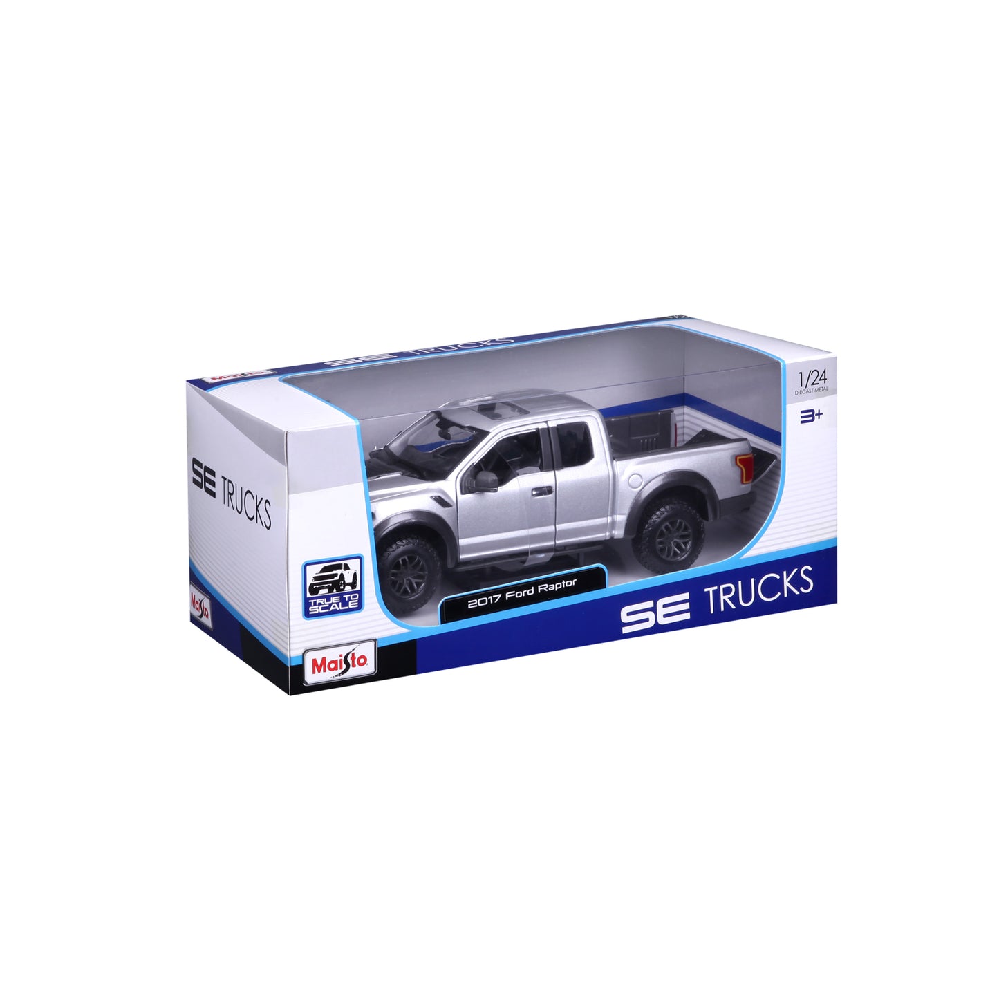 Carro Maisto modelo Ford Raptor 2017 en caja, vista frontal