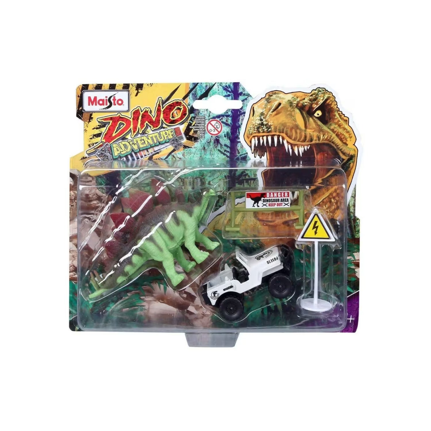 Juego de aventura Dino de Maisto, juguete con vehículo y dinosaurios, vista frontal