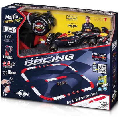 Maisto fórmula de carreras, modelo Red Bull, vista de caja con circuito y accesorios