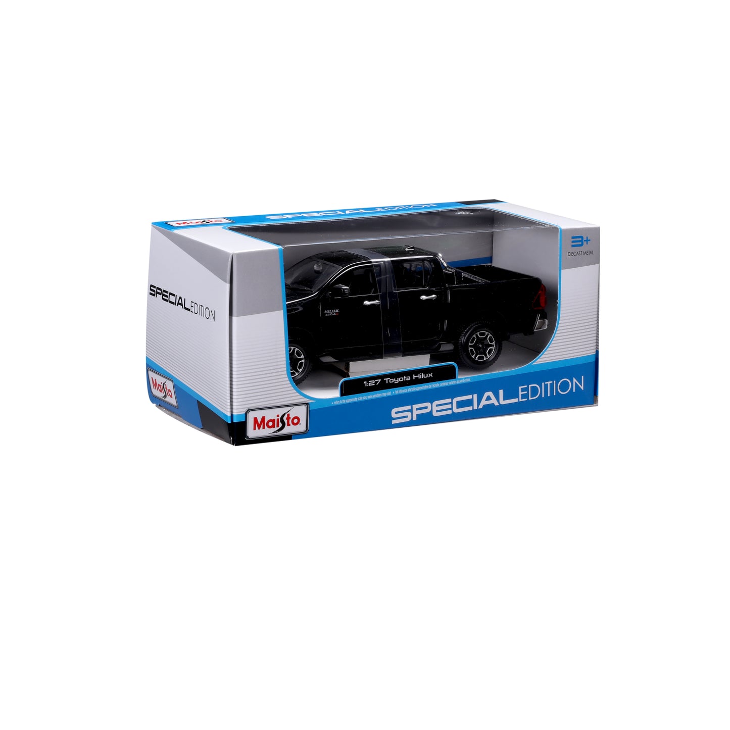 Maisto Hilux negra en caja especial, modelo a escala 1:27