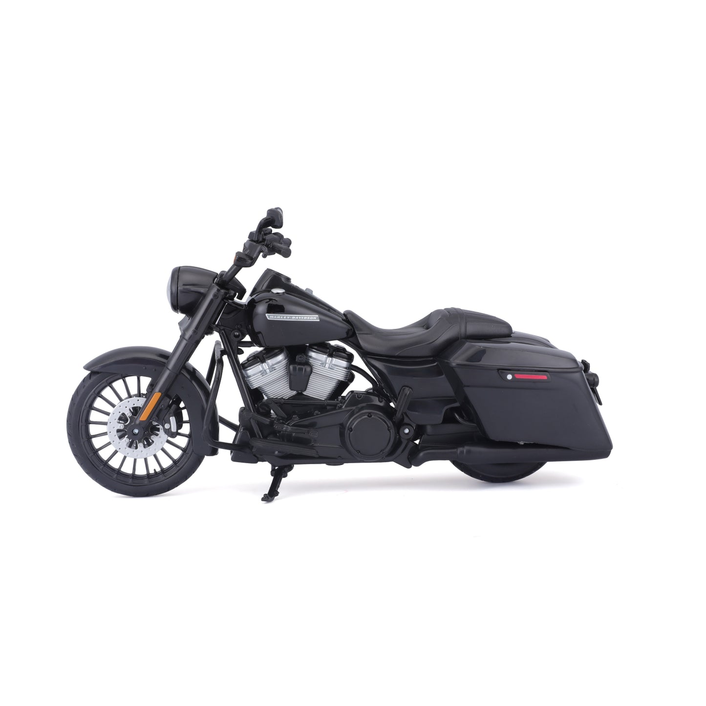 Moto negra de Maisto, vista lateral, modelo detallado y realista