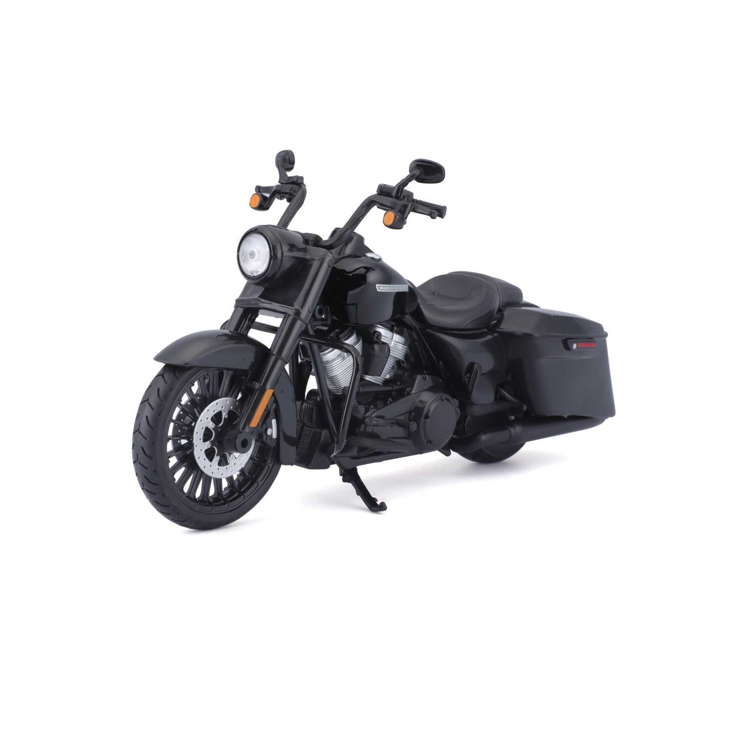 Moto negra Maisto vista frontal, modelo detallado y realista