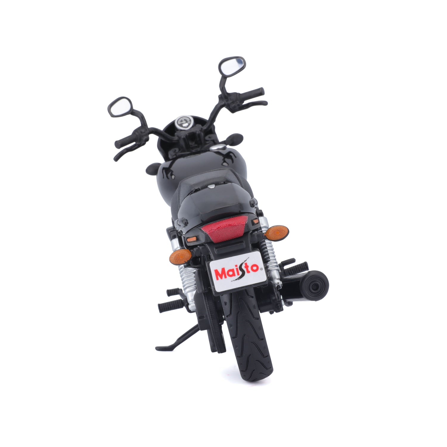 Moto Maisto negra trasera, modelo detallado, colección de miniaturas