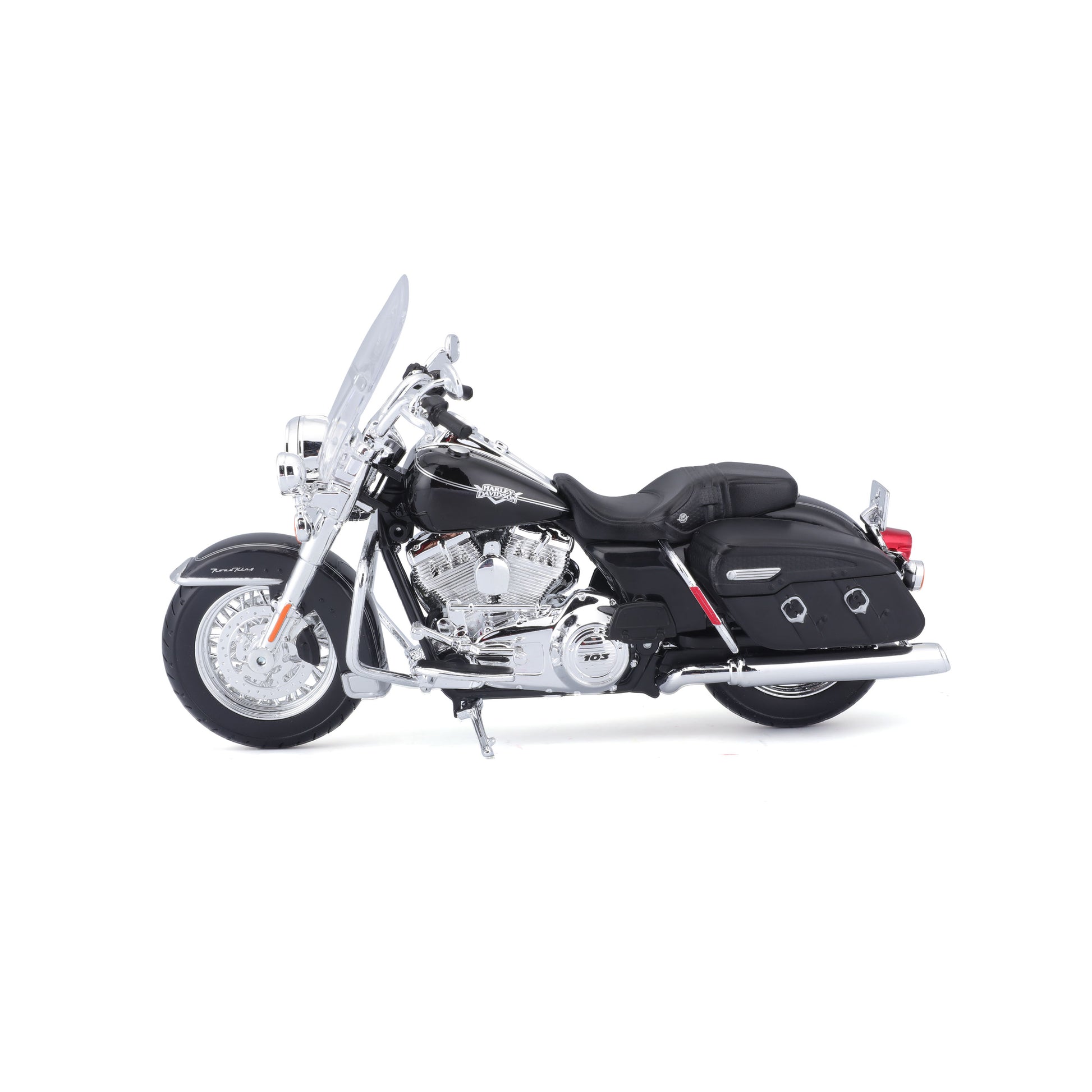 Moto Maisto negra lateral, modelo de colección detallado