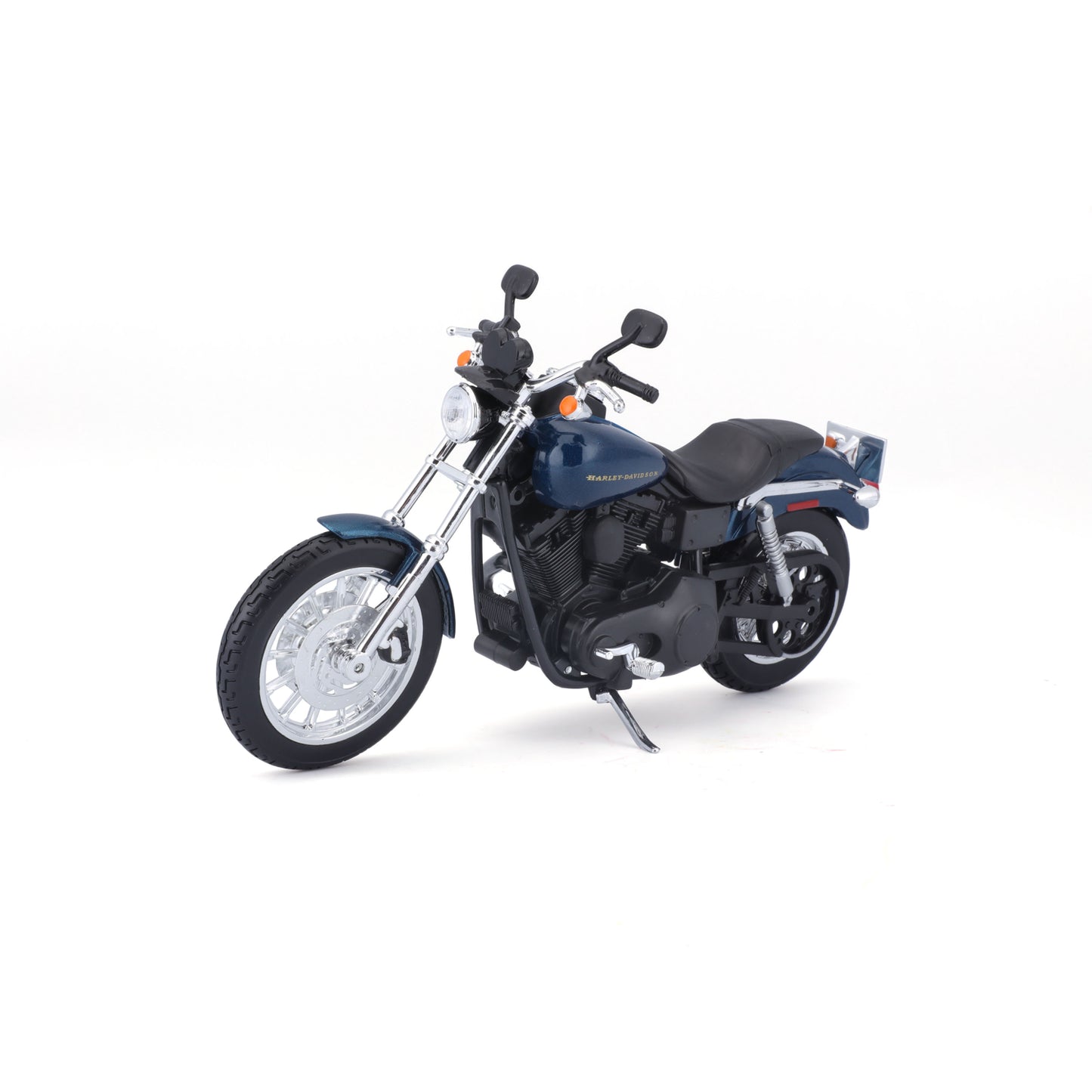 Motocicleta MAISTO azul, vista lateral, detalle y diseño realista