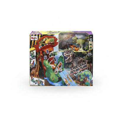 Juego de Pista de aventura prehistórica con dinosaurios, modelo colorido y emocionante