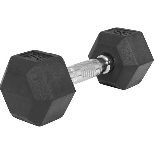 Mancuerna negra de forma hexagonal, gimnasio, entrenamiento en casa