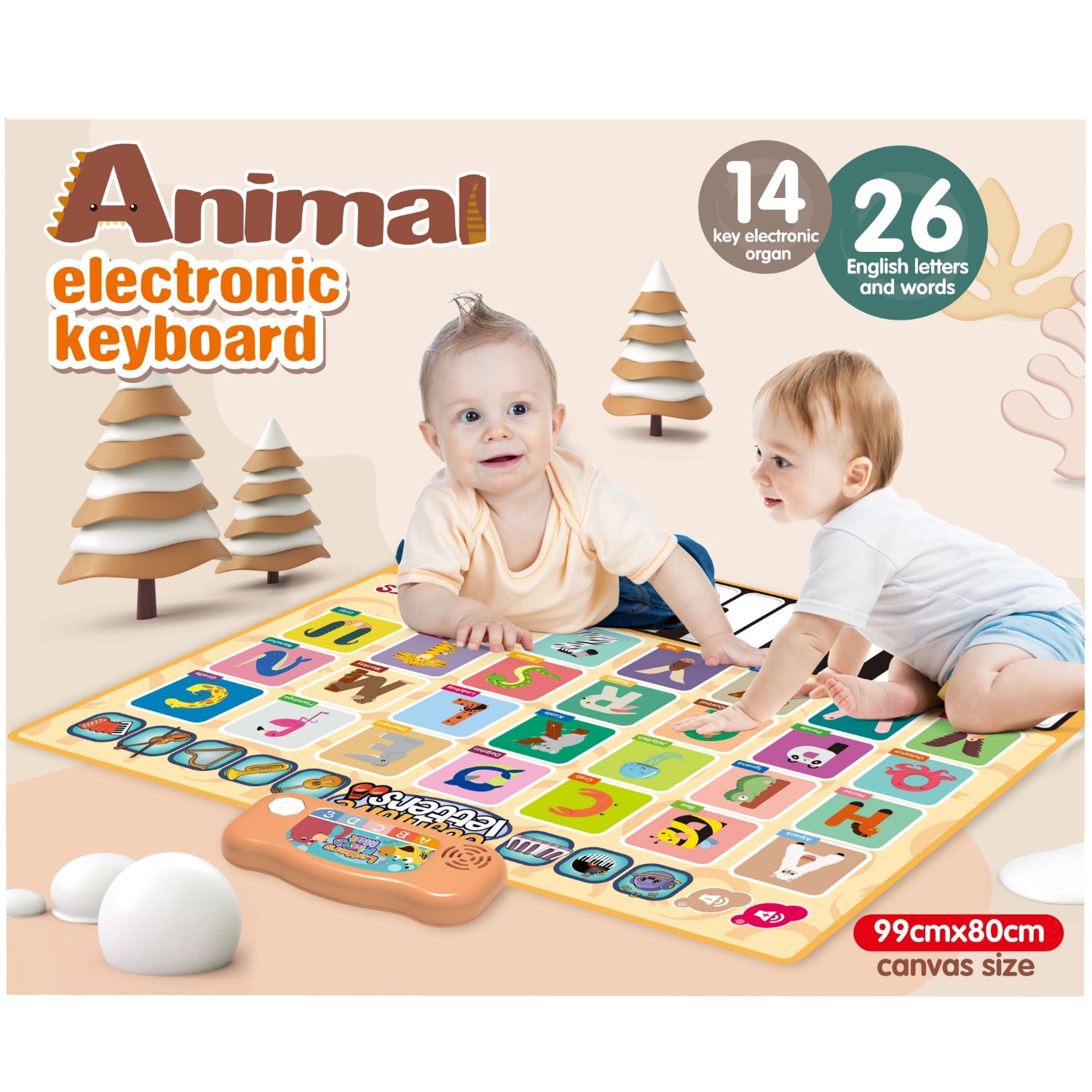 Manta de juego bebé con teclado electrónico, colores vivos y letras en inglés, para fomentar el aprendizaje