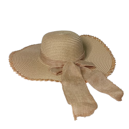 sombrero de paja para dama estilo floppy color natural con ala ancha y lazo largo ideal para playa