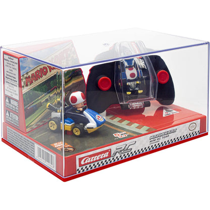 Auto de control remoto Mario Kart Toad, vista frontal en su caja