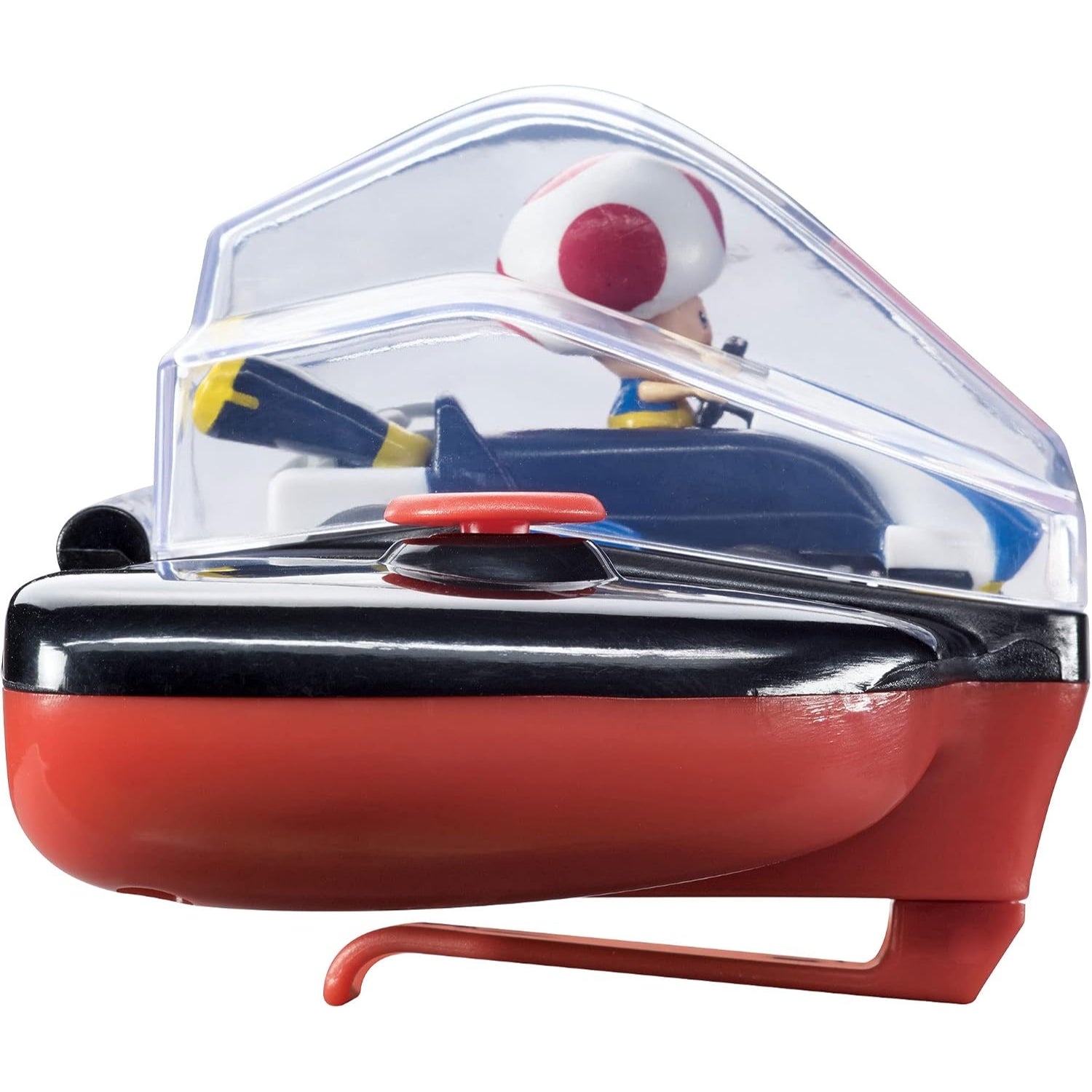 Figura de coche de Toad en rojo, vista lateral de un juguete de colección