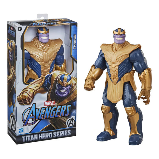 Figura de Thanos de la serie Titan Hero de Marvel, detalles en dorado y azul