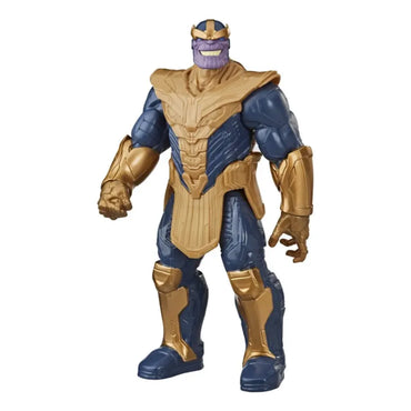 Figura de Thanos en color púrpura y dorado, de pie, con traje detallado