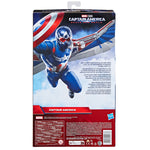 Figura de acción Capitán América, color azul y rojo, en empaque con detalles de Marvel