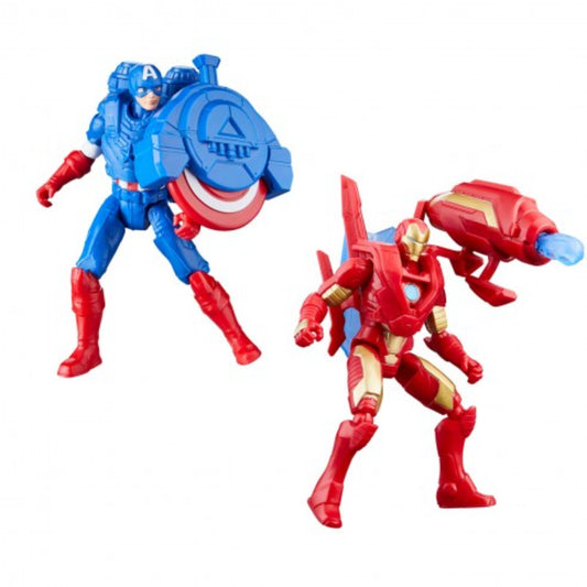 Figuras de acción de Capitán América y Iron Man, colores rojo y azul, entretenimiento para niños