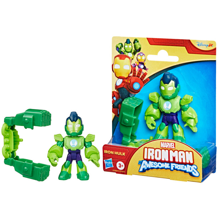 Figura Iron Hulk verde, frente a su empaque, para fans de Marvel