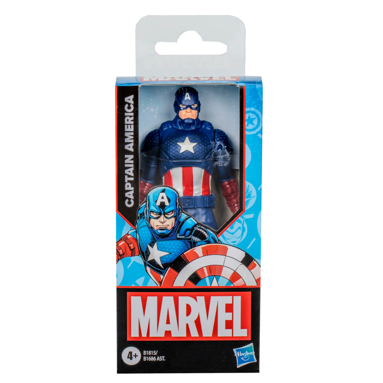 figura Marvel, Captain America, en su empaque, juguete de Hasbro