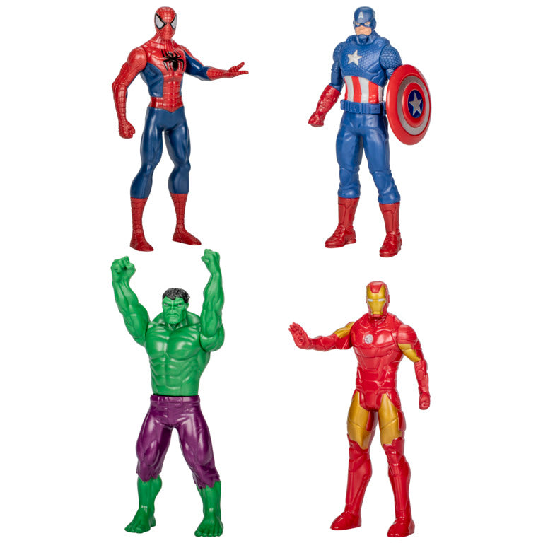 Figuras de Marvel, Spiderman, Capitán América, Hulk e Iron Man, colección de acción