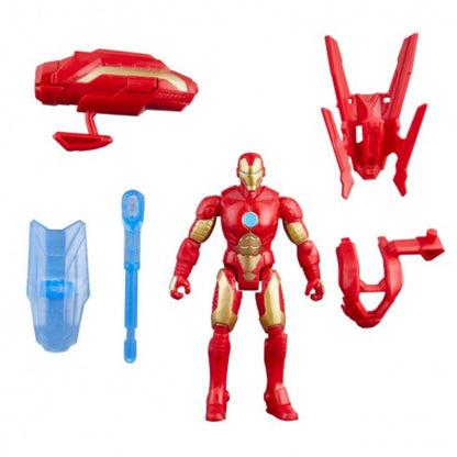 Figura de Iron Man roja con accesorios, vista frontal en fondo blanco