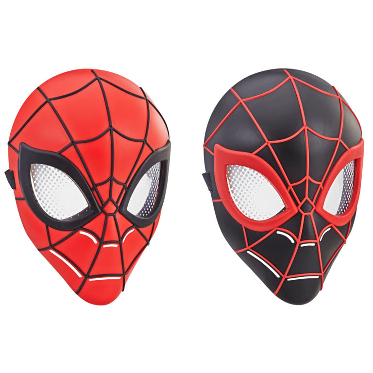 Máscaras de Spiderman en rojo y negro, ideales para disfraces y juegos de superhéroes